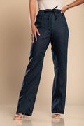 Elegant linen trousers, dark blue
