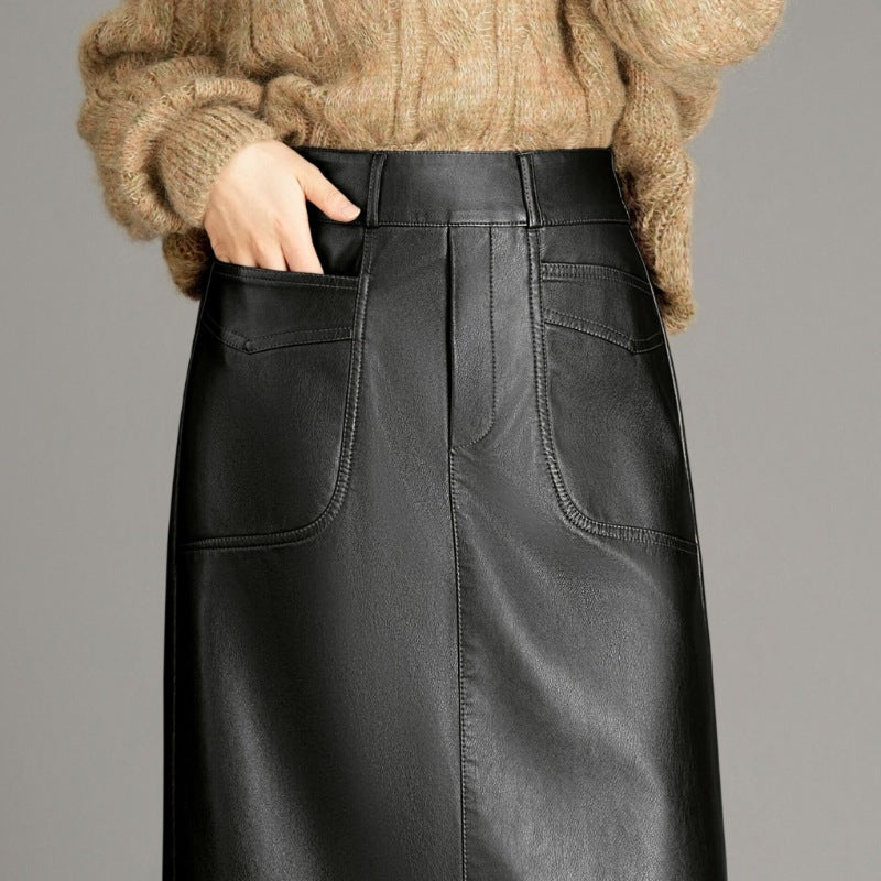 Womens Minimalist Chic Sheepskin Skirt