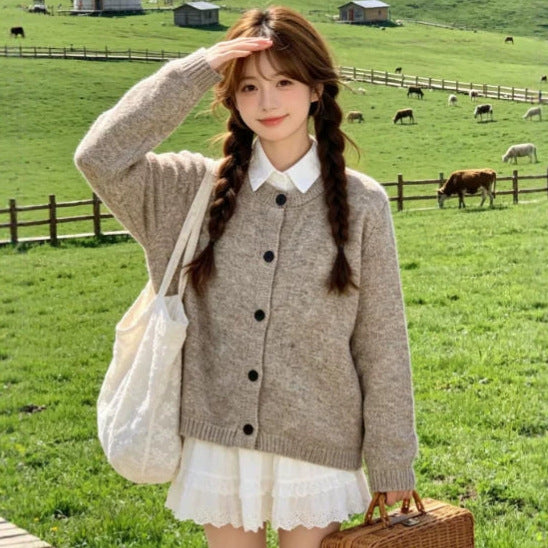 Mode Womens Retro-Style Knitted Cardigan