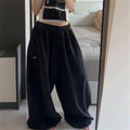 Oversize Woman Grey Black Sweatpants Y2K Korean Streetwear Loose Casual Jogger Pants High Waist All Match Drawstring Trousers