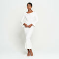 MARJORIE Bamboo Ruffle Dress, in Off-white