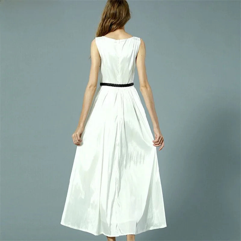 Belted Silk-Blend Maxi Dress