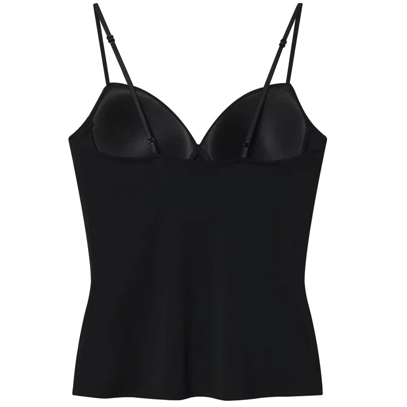 HXAO Black Slip Top Women Summer 2026 Sexy Corset Cup Tops Elegant Bustier Slim Sleeveless Camisole Chic Bodycon Backless Vests