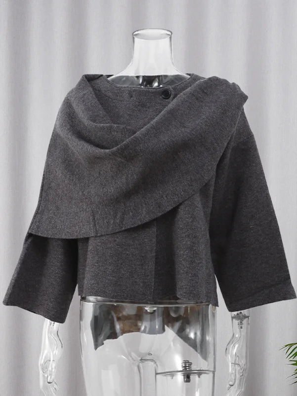 Asymmetric Knit Sweater Coat