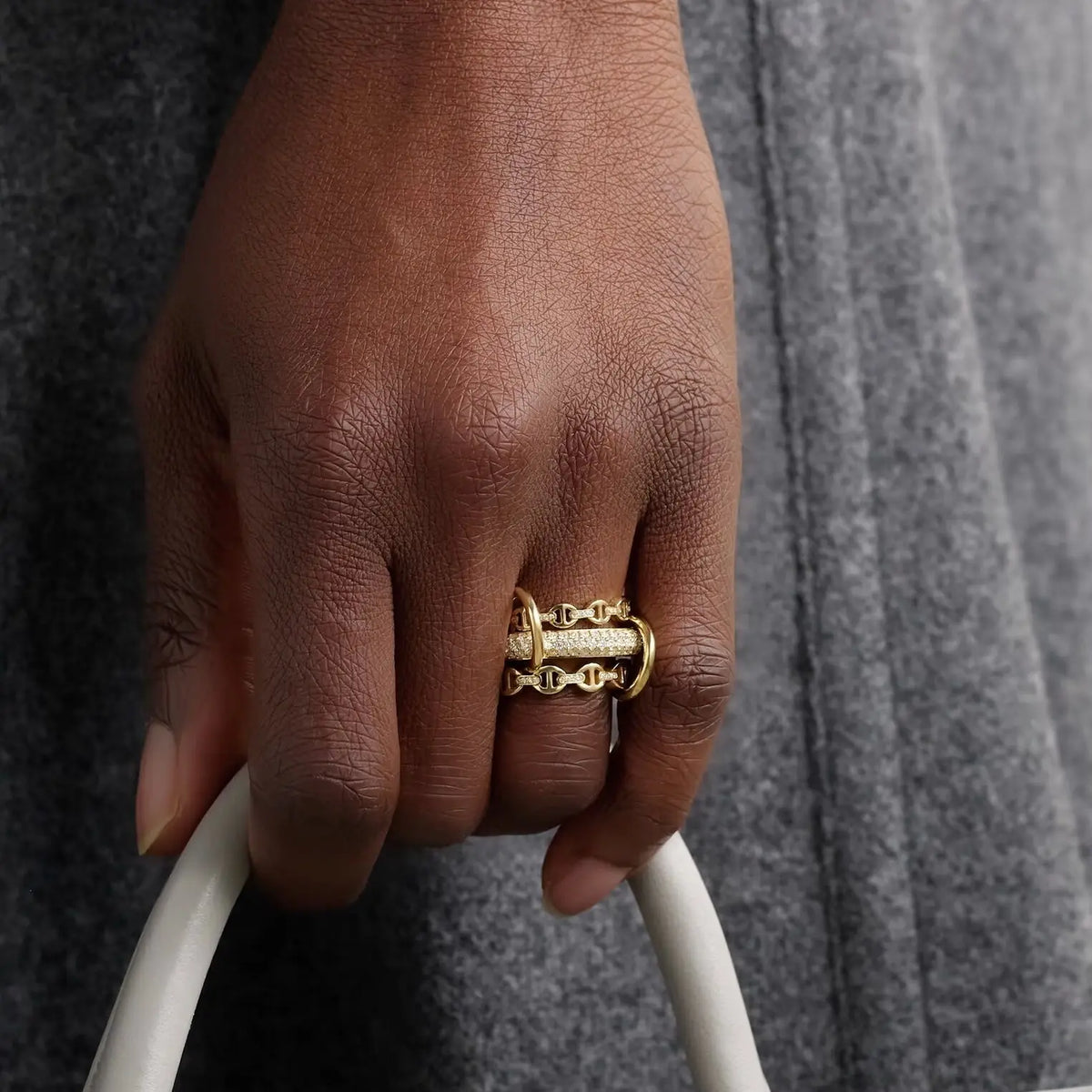 Multilayer Stacking Ring For Women Paved Bling CZ Geometric Full Finger Fashion  Luxury Wedding Finger Jewelry
