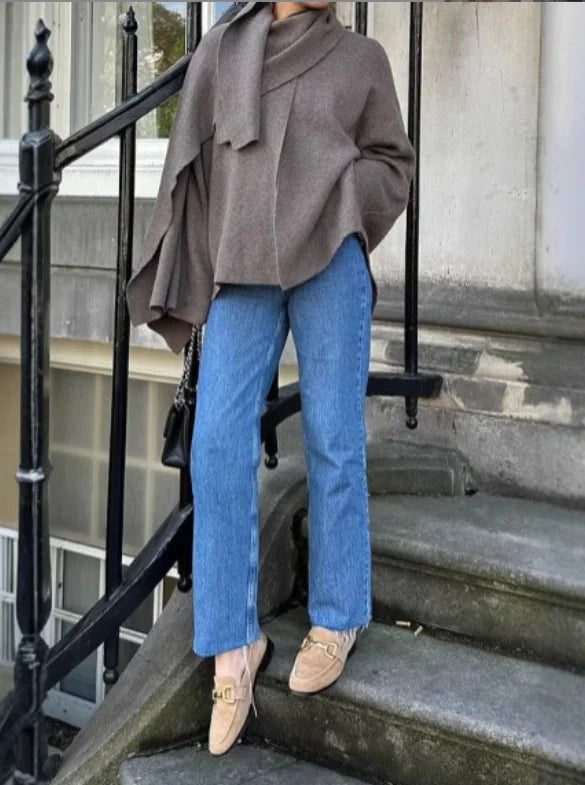 Asymmetric Knit Sweater Coat