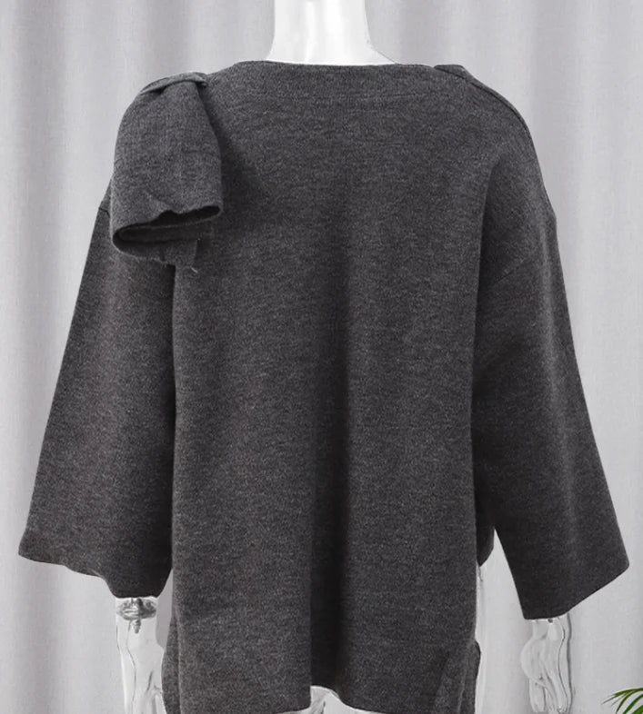 Asymmetric Knit Sweater Coat