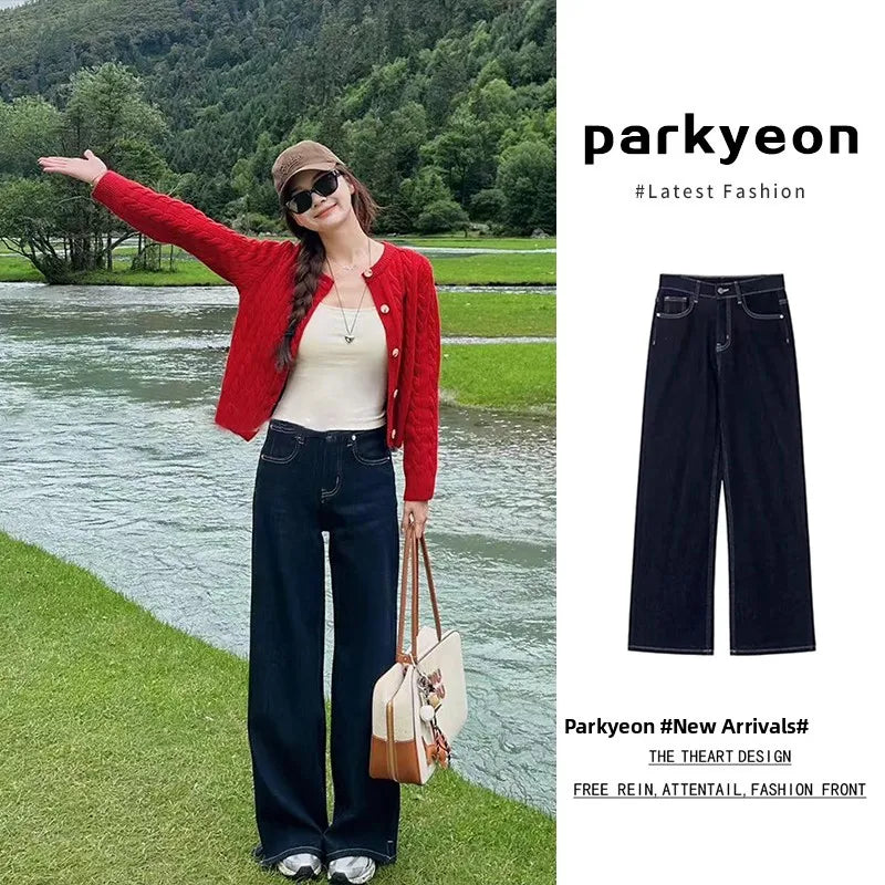 High-Waist Wide-Leg Jeans in Deep Blue