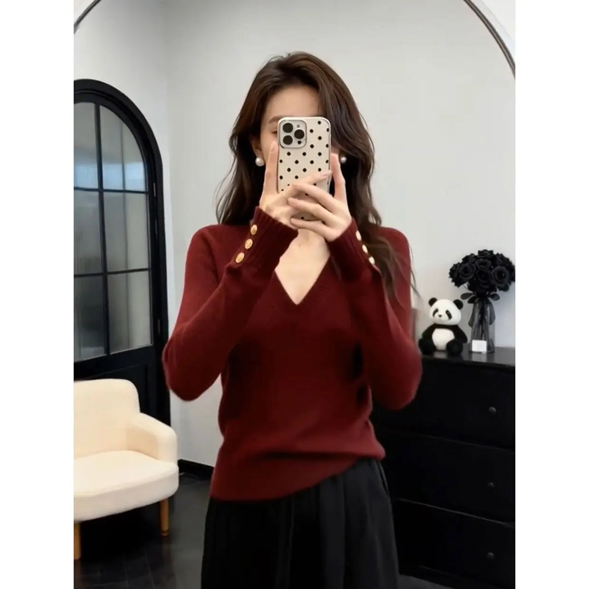 Knit V-Neck Base Layer Sweater