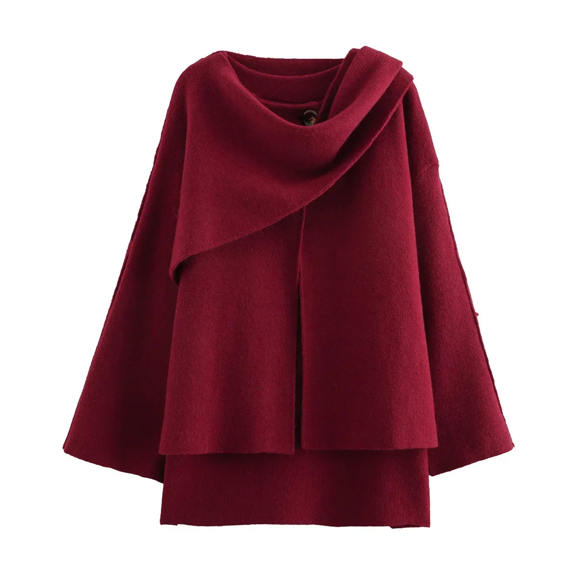 Oversized Knit Scarf-Collar Jacket