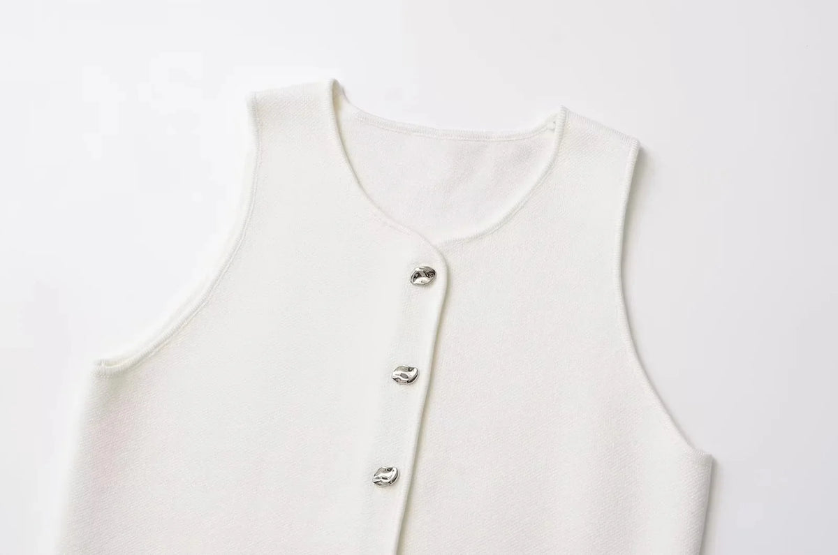 Ropa Mujer Winter 2025 New Outerwear Knit Vest Sleeveless Cropped Woman White Vest Asymmetrical Slim Sweater Vests Tops кардиган