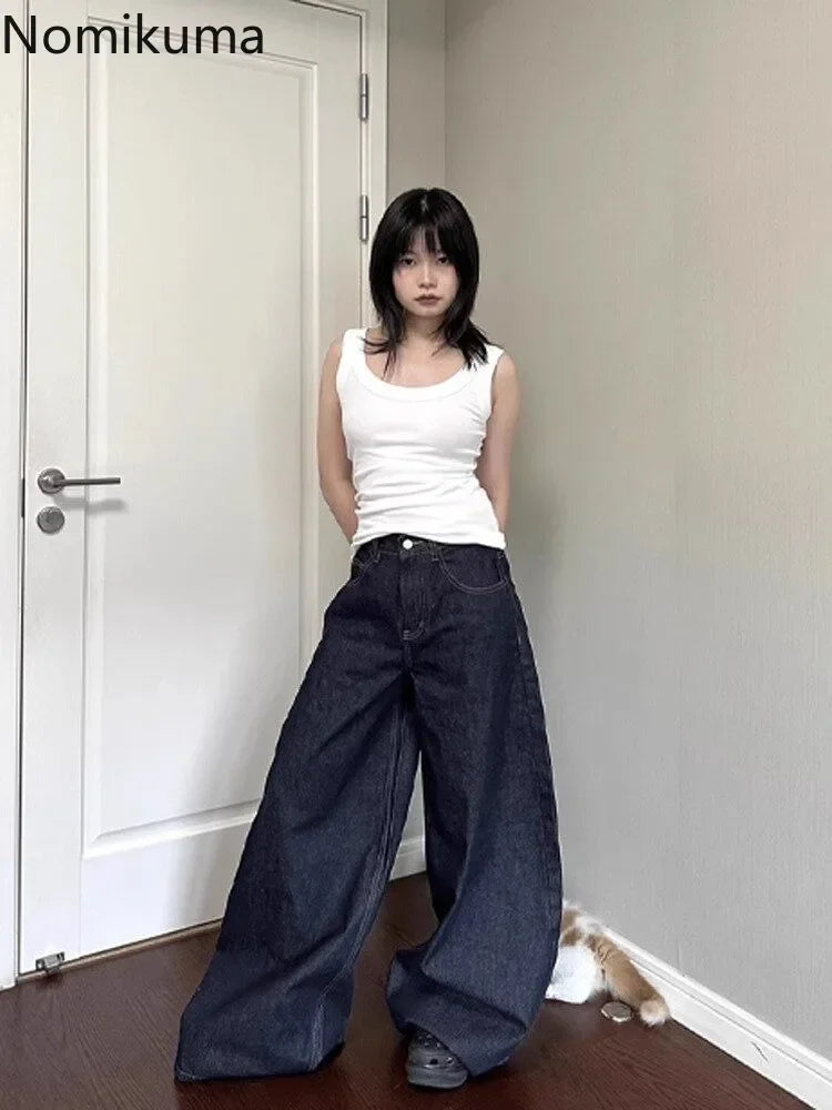Y2K Wide-Leg High-Waist Jeans