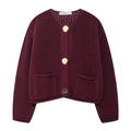 HXAO Knitted Sweater Cardigan For Women Autumn Long Sleeve Cropped Cardigans Ladies Outerwears Winter Button Knit Sweater