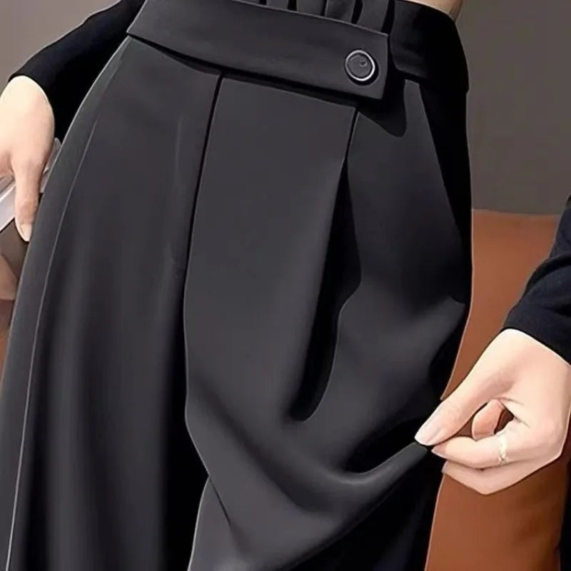 High-waisted Polyester Pants Loose Chubby Girls Looking Slimmer New Drape Bestsellers Long Pants Casual Straight-leg Wide-leg