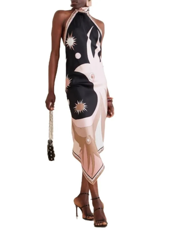 Robe d'Été Dos Nu à Col Halter