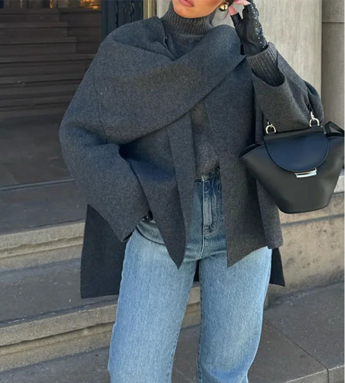 Asymmetric Knit Sweater Coat