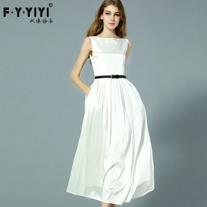 Belted Silk-Blend Maxi Dress