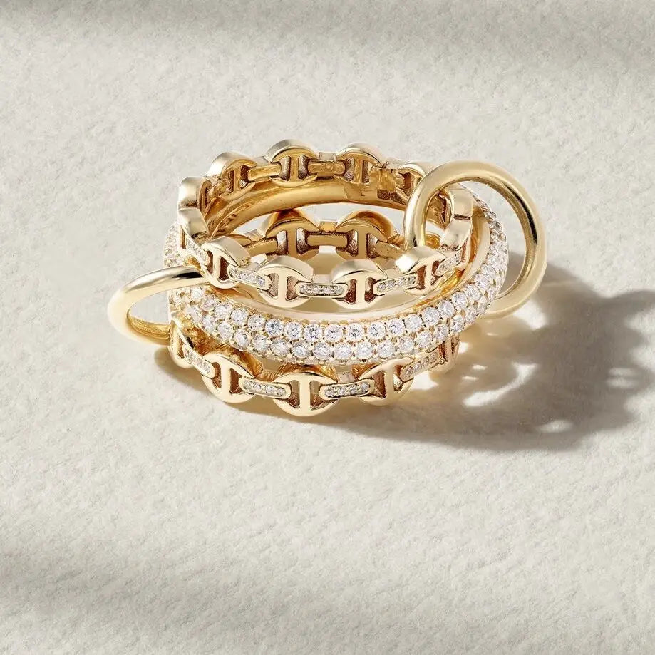 Multilayer Stacking Ring For Women Paved Bling CZ Geometric Full Finger Fashion  Luxury Wedding Finger Jewelry