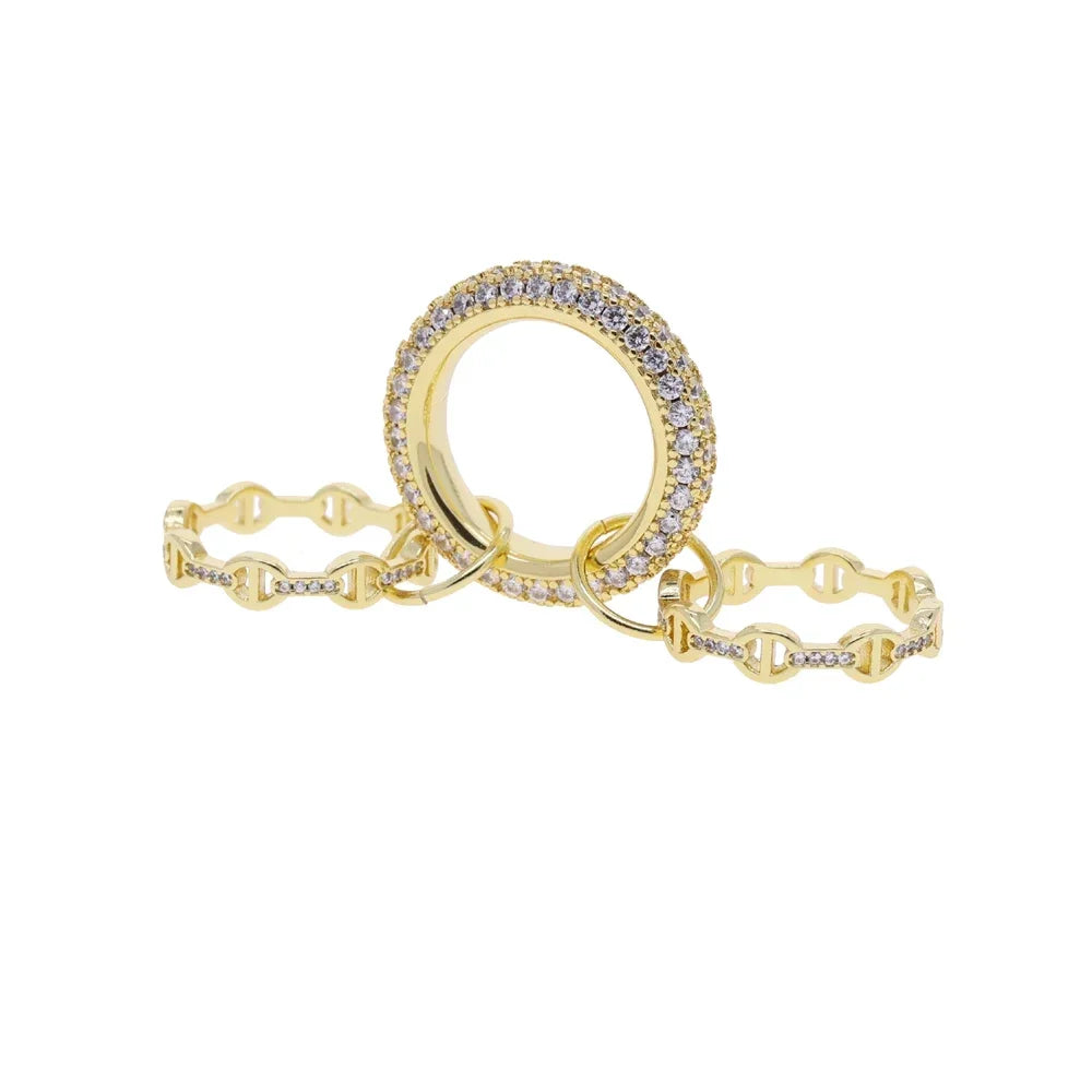 Multilayer Stacking Ring For Women Paved Bling CZ Geometric Full Finger Fashion  Luxury Wedding Finger Jewelry