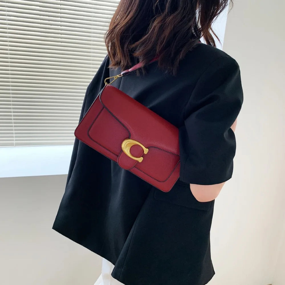 2026 new classic messenger bag, niche handbag, high-quality pure color simple small square bag, commuting shoulder bag
